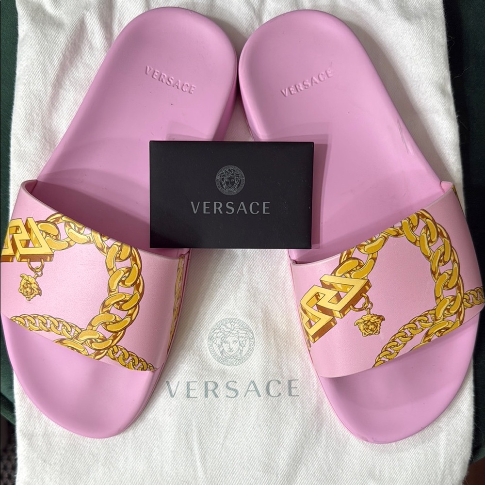 Versace Pink and Gold Sandals